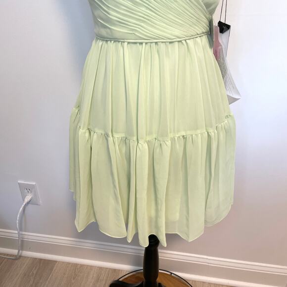 Mac Duggal Braided Spaghetti Strap Faux Wrap Dress In Mint 70200 Size 4 New - Picture 5 of 12